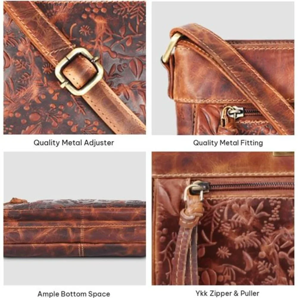 Real Genuine Leather Women's Crossbody Purse/Bag With Adjustable Strap - Picture 7 of 8